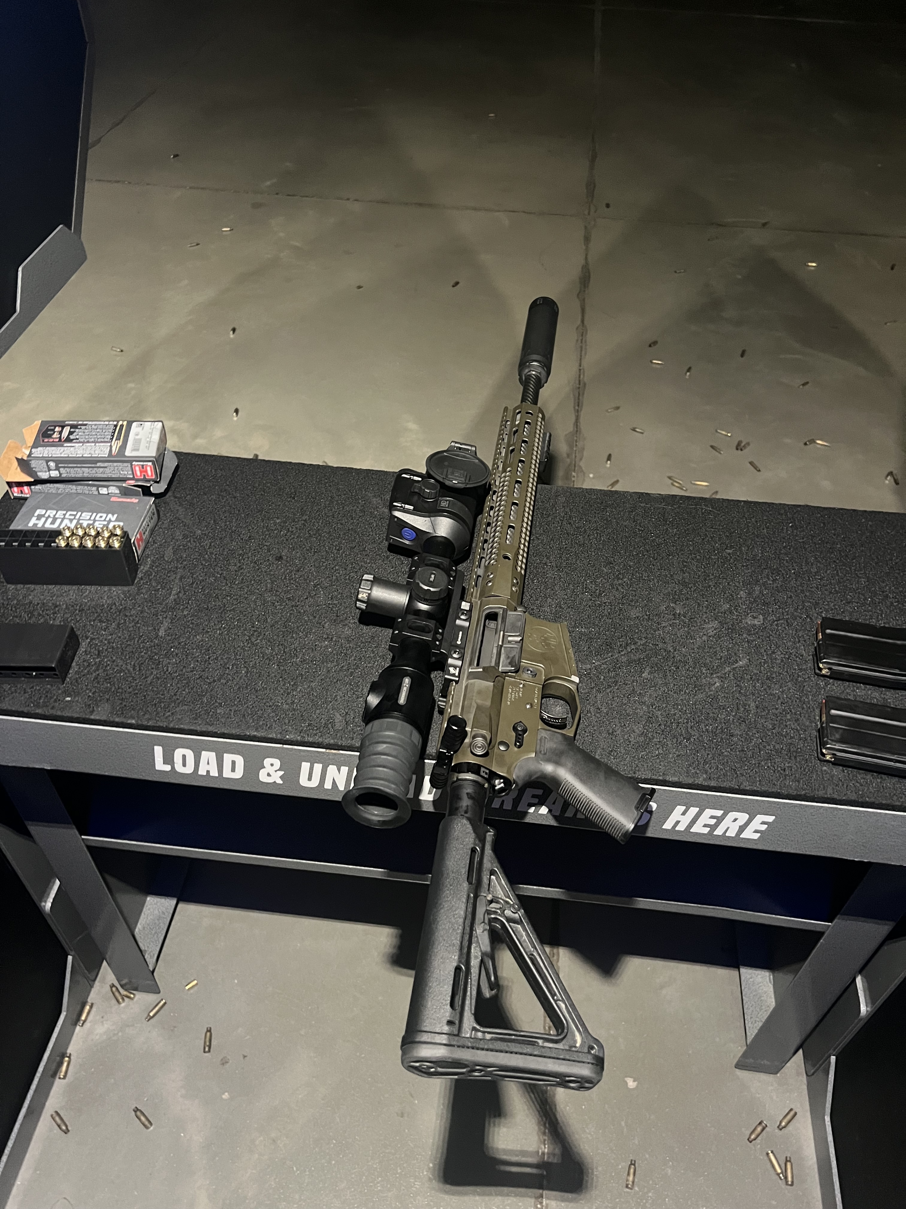 Rifle on a gun range table